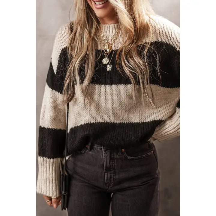 Colorblock Pullover Loose Sweater