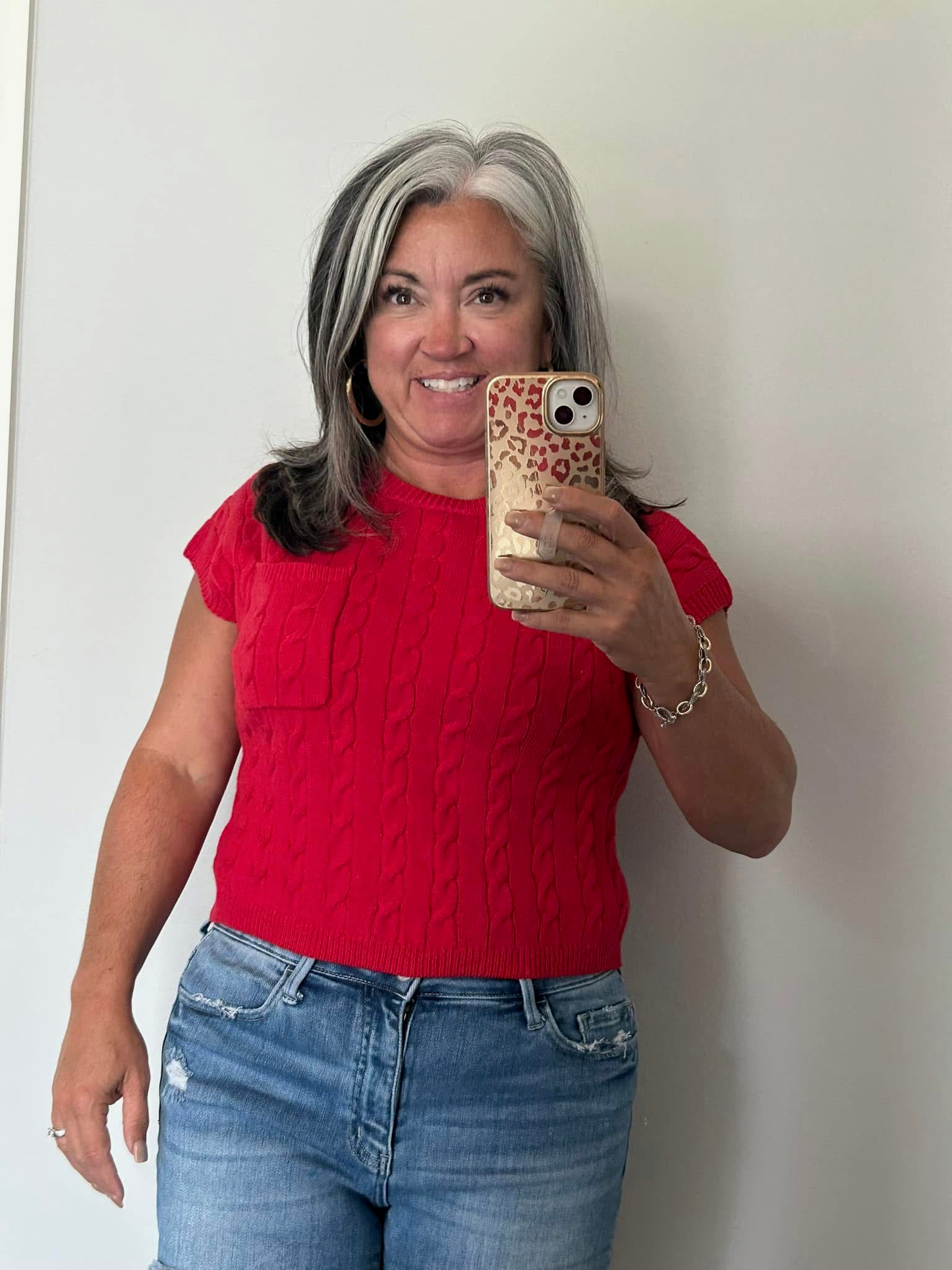 BLUE Cut off sweater