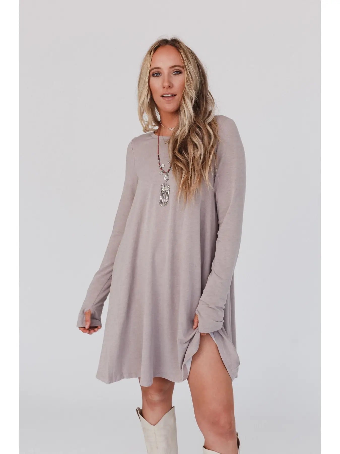 Long Sleeve Crewneck Dress