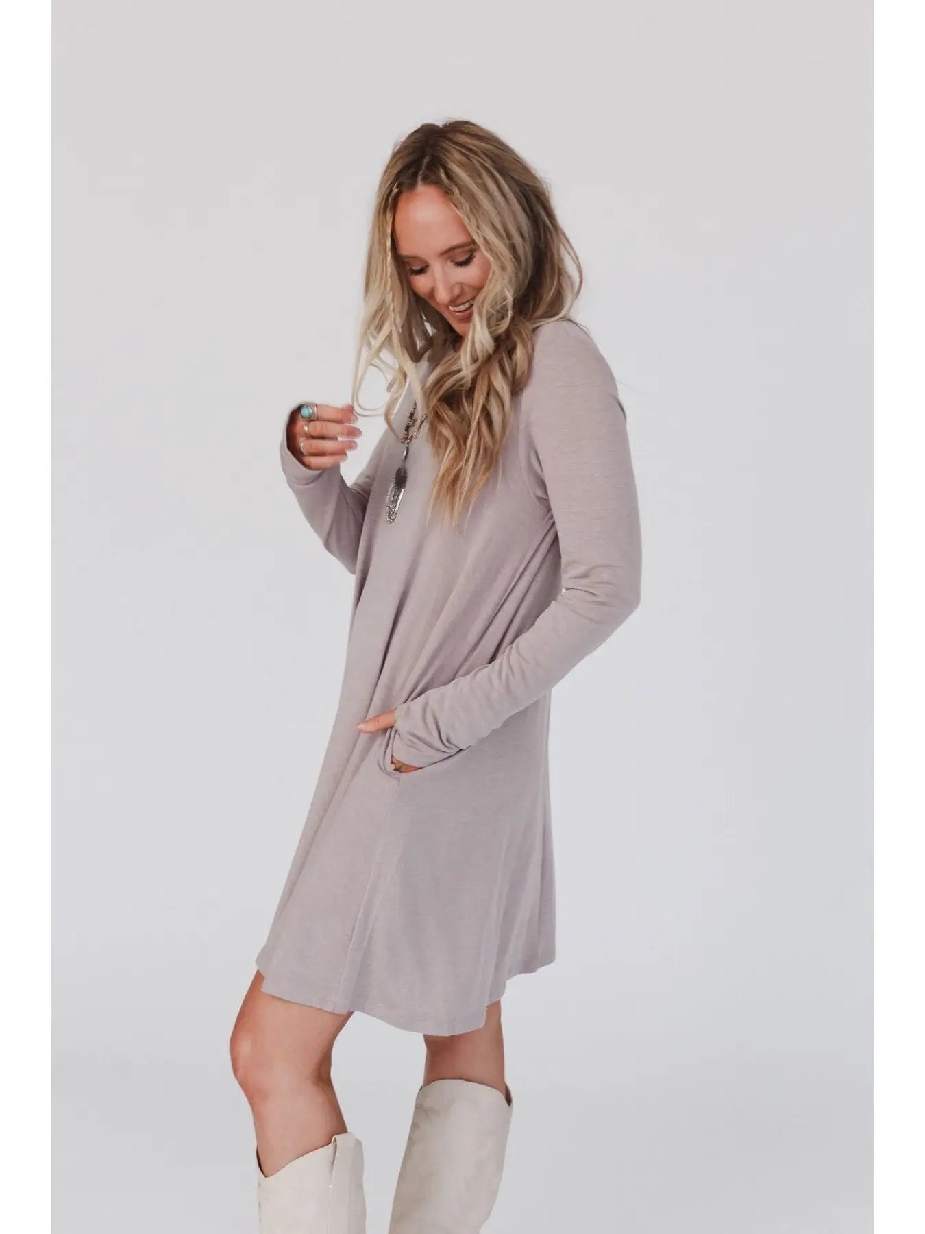 Long Sleeve Crewneck Dress