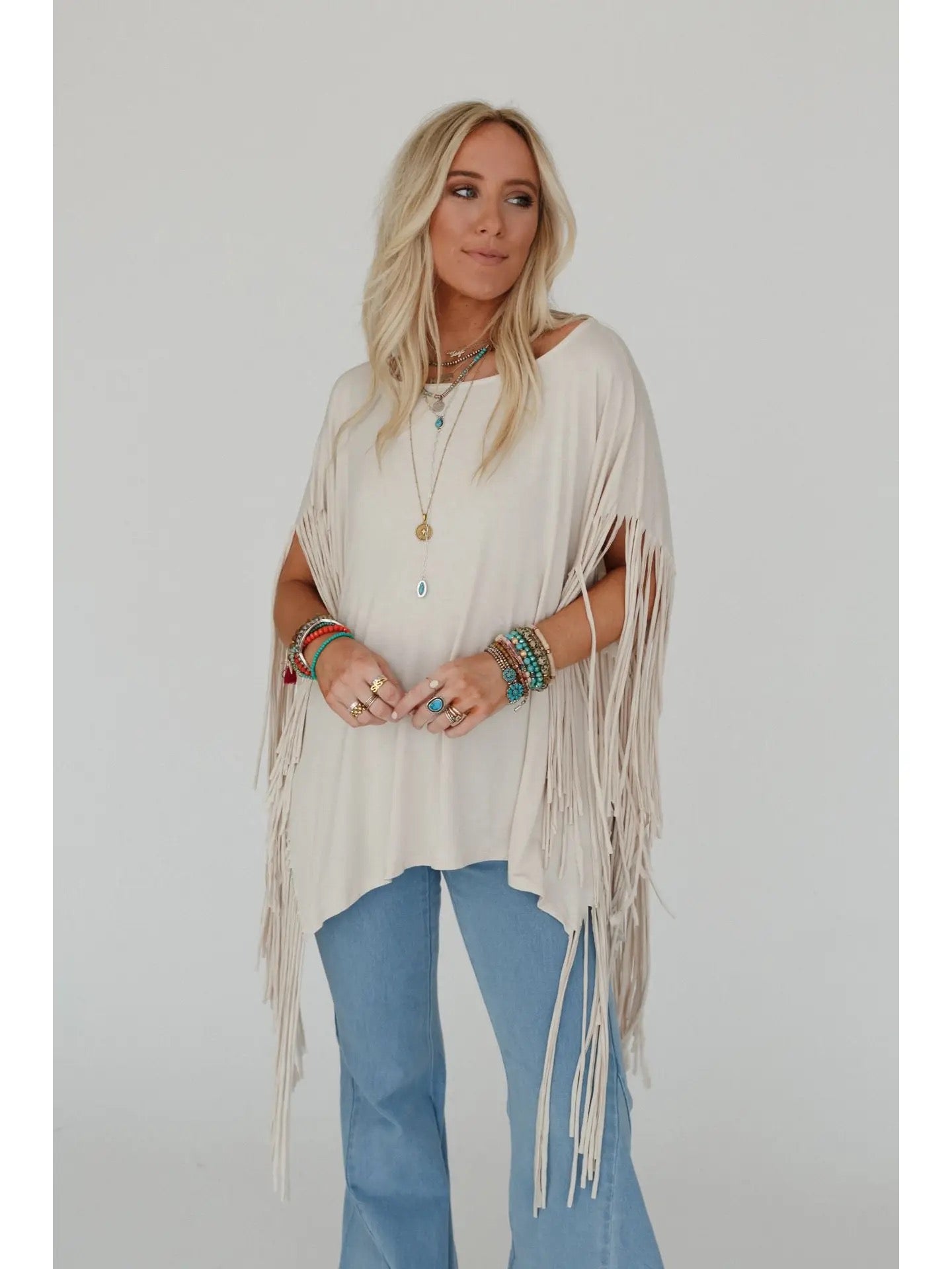 Fringe Off the Shoulder Tee