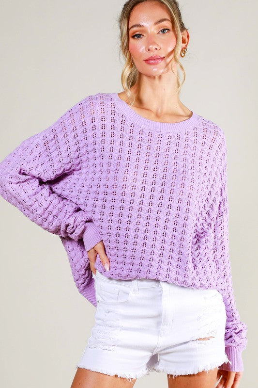 LILAC KNITTED CROCHET TOP