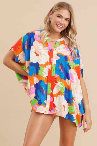 Flower Print Boxy Top