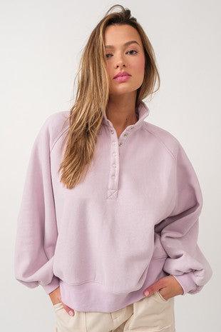 Lilac Snap Button Collared Sweater