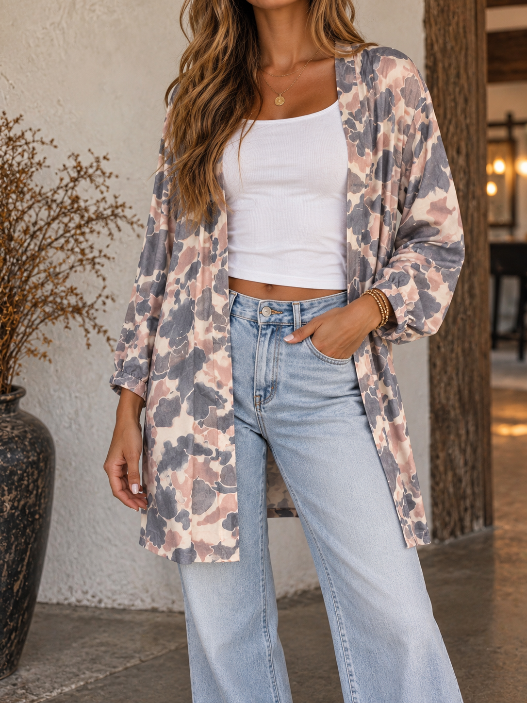 Light camo cardigan