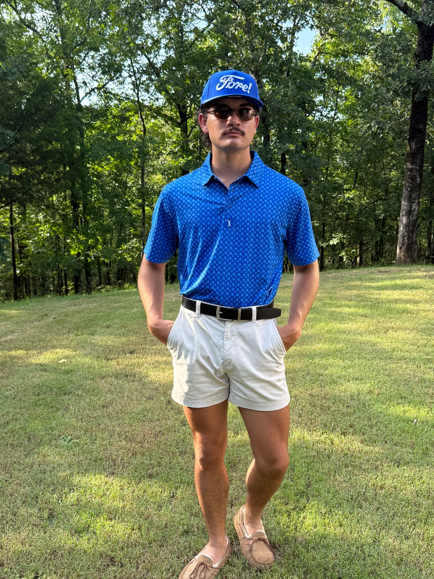 Flip a Bird Blue Golf Shirt