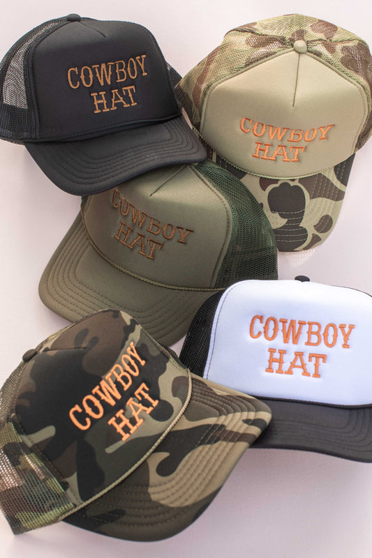 Black/White Cowboy Hat or Olive Camo Cowboy Hat