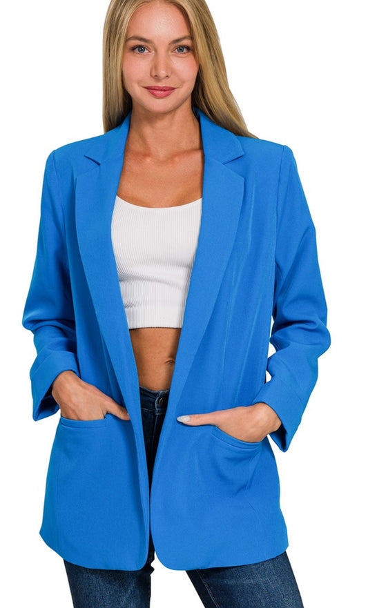 OCEAN BLUE WOVEN CLASSIC BLAZER