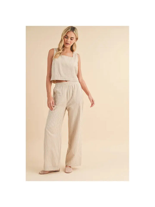 Striped Relaxed Crop Tank and Pants Set